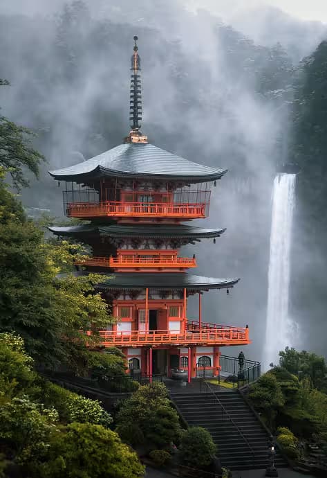 Scenic Mount Fuji and cherry blossoms