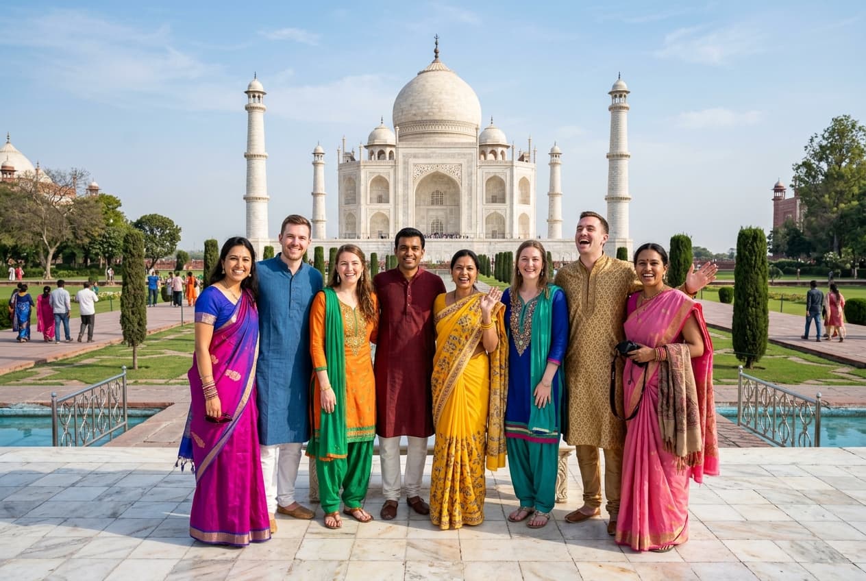 Group photo at the Taj Mahal, Agra